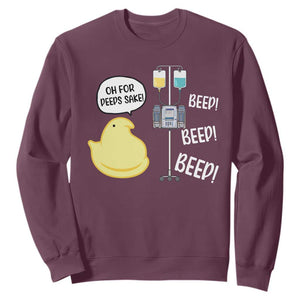 Bunny Nurse Sweatshirt Funny Peep Nursing Easter Nurse Gift TS10 Maroon Print Your Wear
