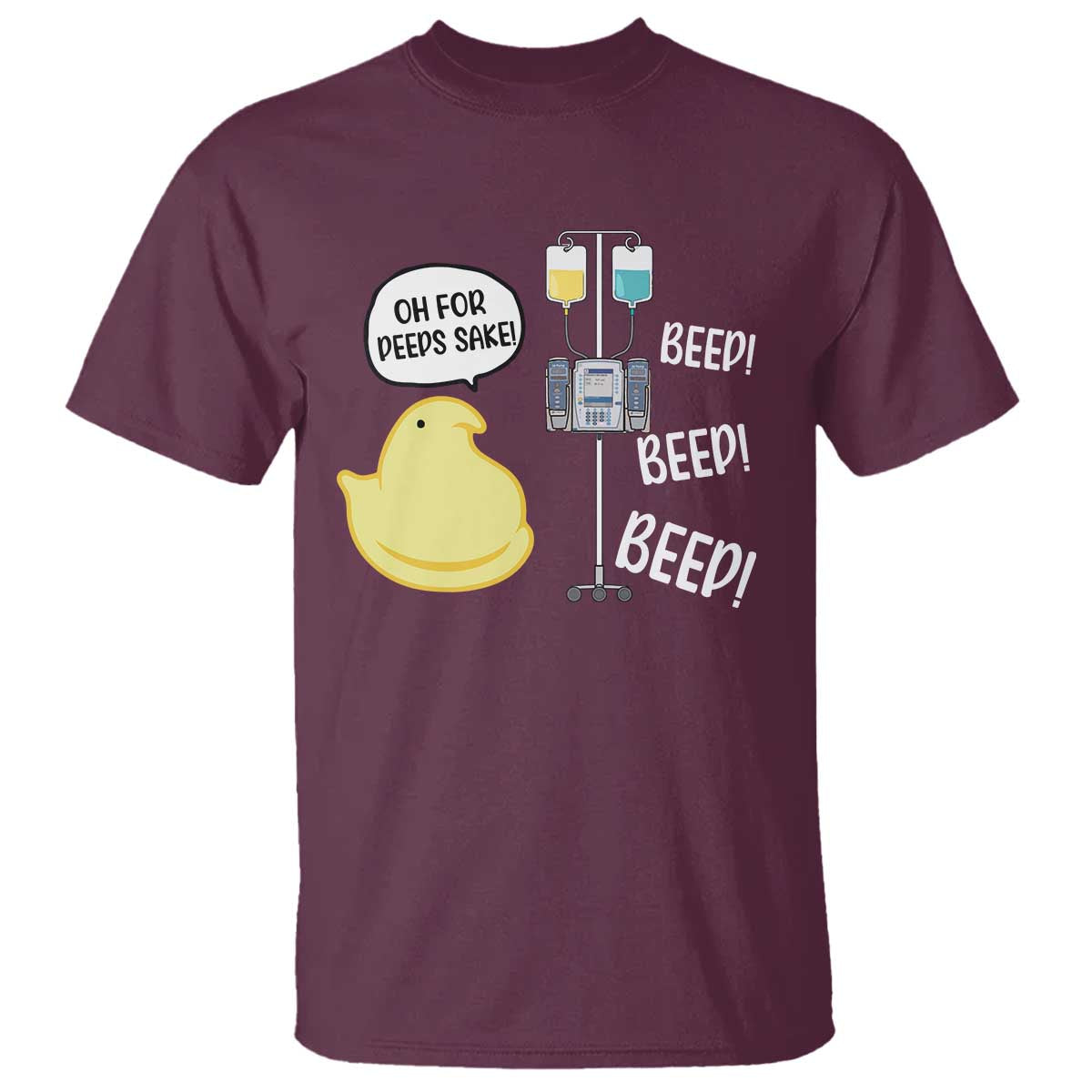 Bunny Nurse T Shirt Funny Peep Nursing Easter Nurse Gift TS10 Maroon Print Your Wear