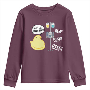Bunny Nurse Youth Sweatshirt Funny Peep Nursing Easter Nurse Gift TS10 Maroon Print Your Wear