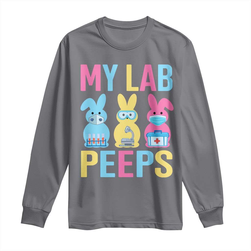 Easter Lab Tech Long Sleeve Shirt Cute Bunny My Lab Peeps TS10 Charcoal Print Your Wear