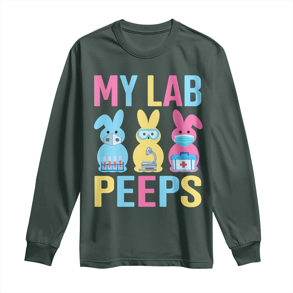 Easter Lab Tech Long Sleeve Shirt Cute Bunny My Lab Peeps TS10 Dark Forest Green Print Your Wear