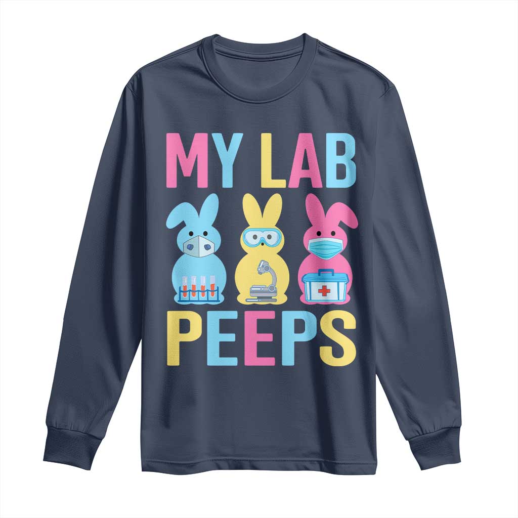 Easter Lab Tech Long Sleeve Shirt Cute Bunny My Lab Peeps TS10 Navy Print Your Wear