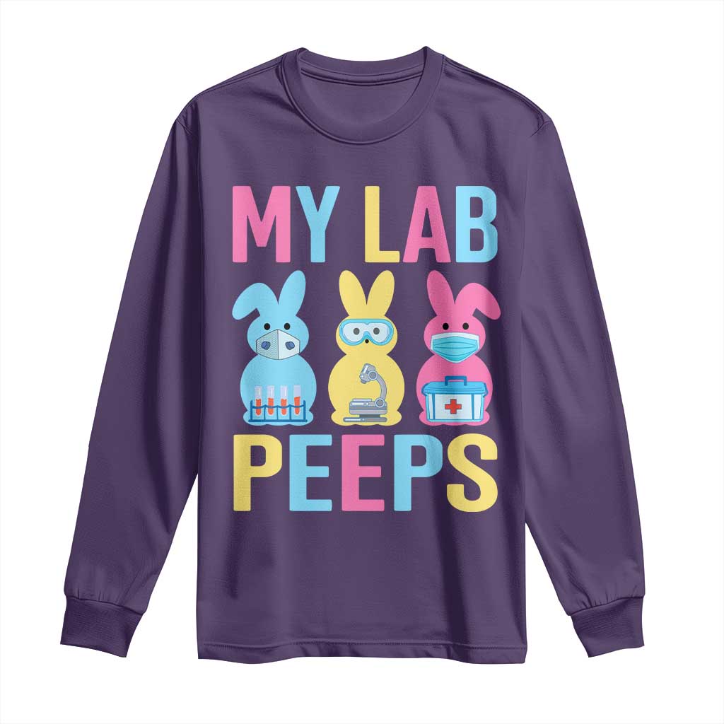 Easter Lab Tech Long Sleeve Shirt Cute Bunny My Lab Peeps TS10 Purple Print Your Wear