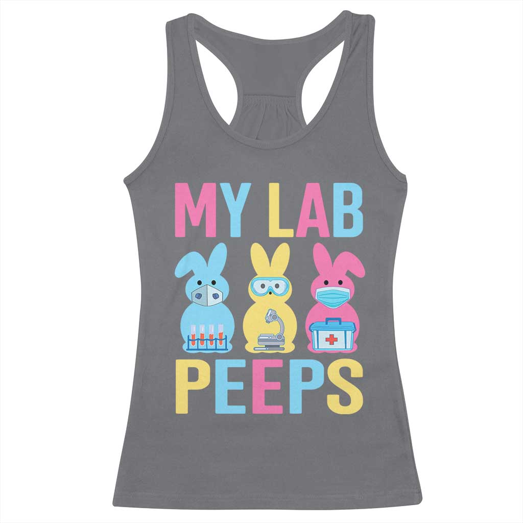 Easter Lab Tech Racerback Tank Top Cute Bunny My Lab Peeps TS10 Charcoal Print Your Wear