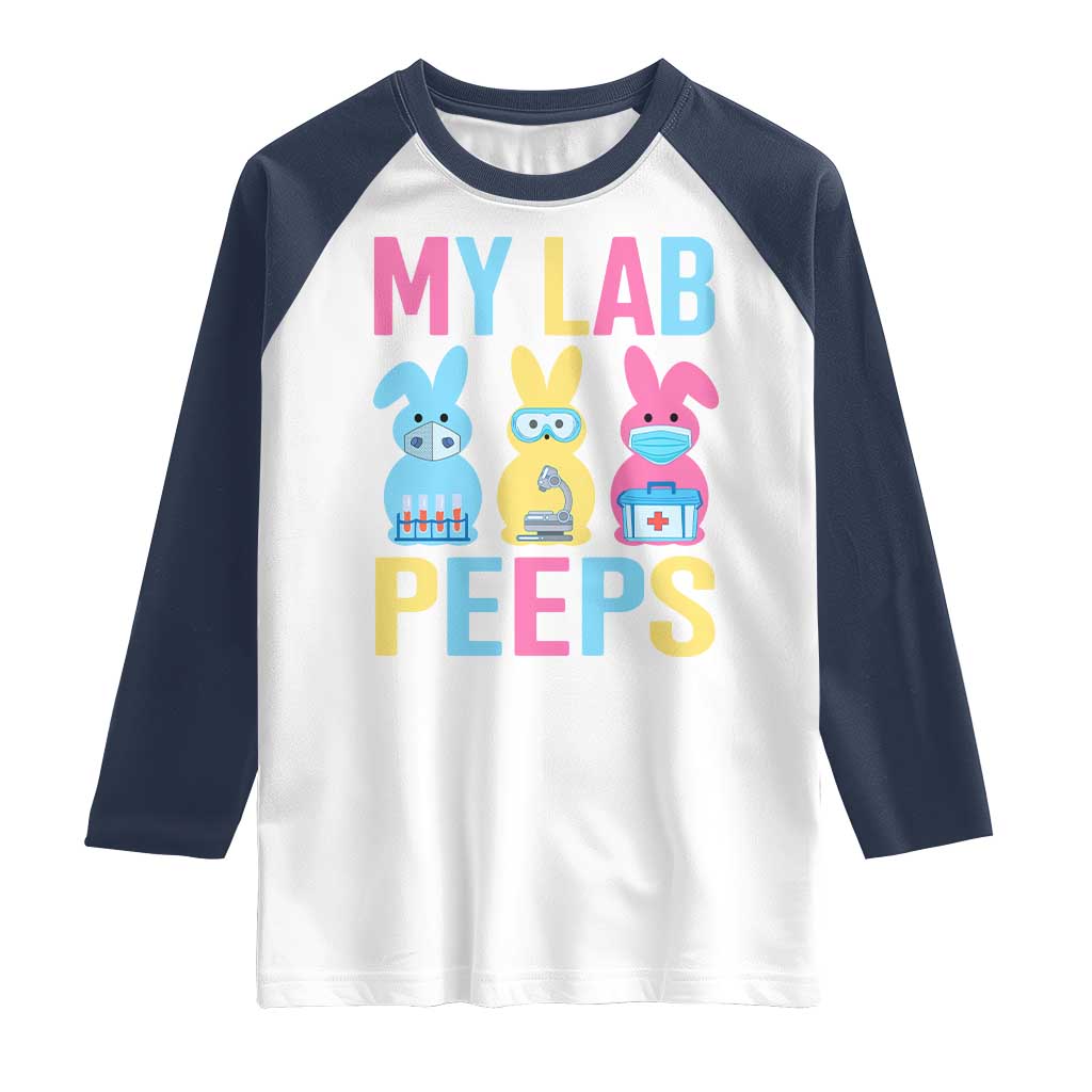 Easter Lab Tech Raglan Shirt Cute Bunny My Lab Peeps TS10 White Navy Print Your Wear