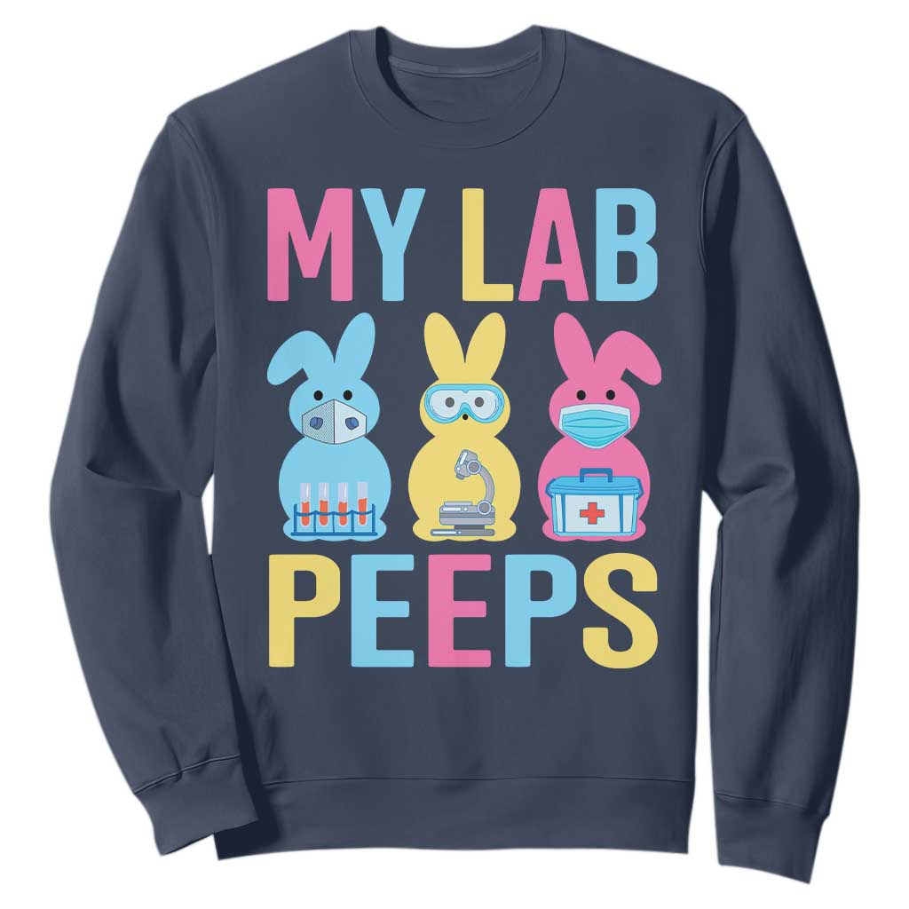 Easter Lab Tech Sweatshirt Cute Bunny My Lab Peeps TS10 Navy Print Your Wear