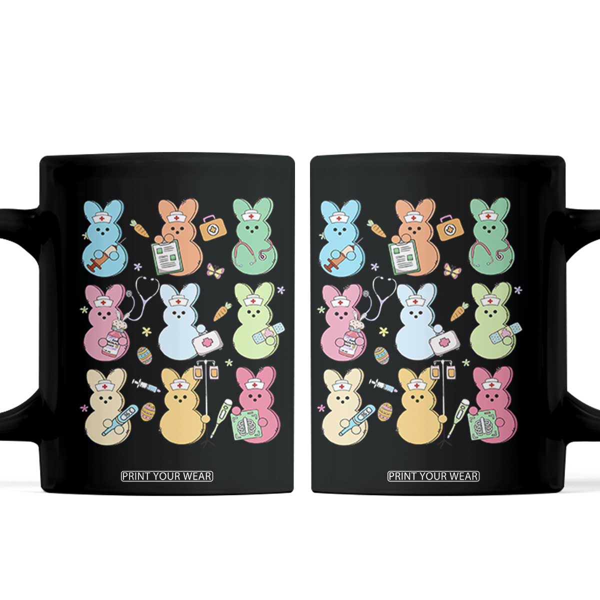 Easter Nurse Bunny Coffee Mug Funny Nursing Easter Spring Nurse Gift TS10 Black Print Your Wear