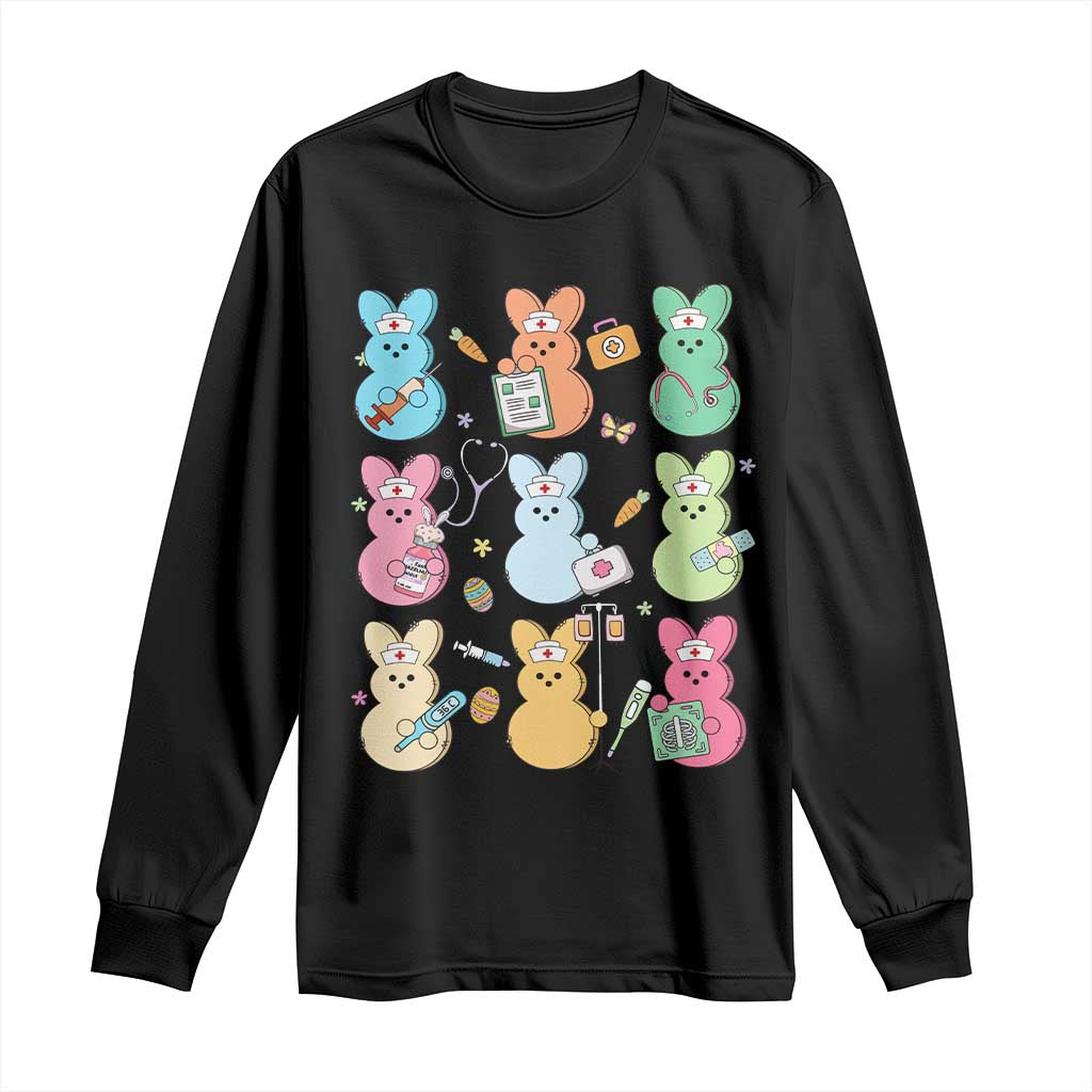 Easter Nurse Bunny Long Sleeve Shirt Funny Nursing Easter Spring Nurse Gift TS10 Black Print Your Wear