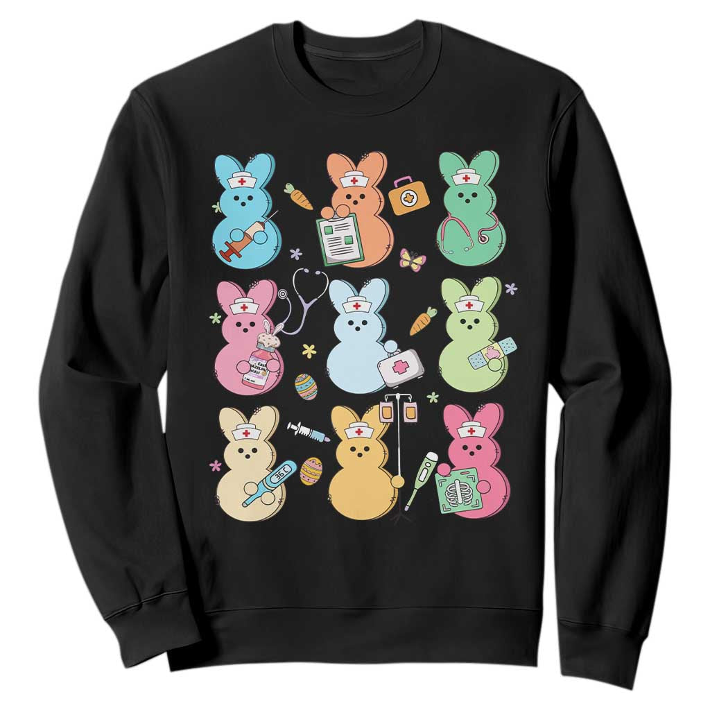 Easter Nurse Bunny Sweatshirt Funny Nursing Easter Spring Nurse Gift TS10 Black Print Your Wear