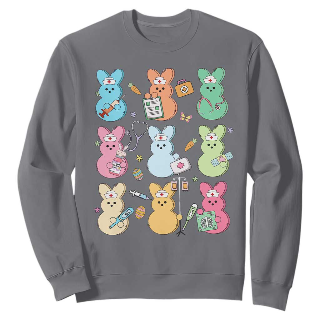 Easter Nurse Bunny Sweatshirt Funny Nursing Easter Spring Nurse Gift TS10 Charcoal Print Your Wear
