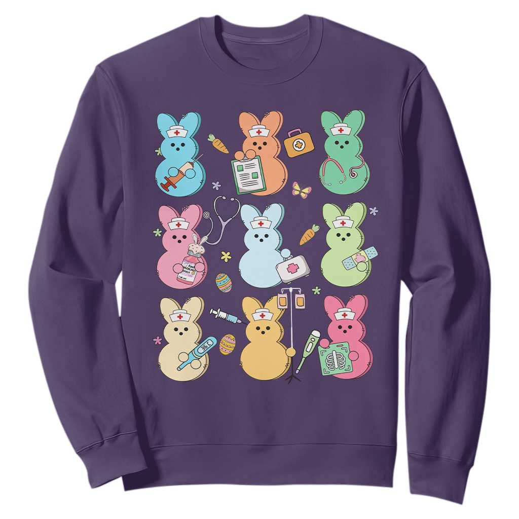 Easter Nurse Bunny Sweatshirt Funny Nursing Easter Spring Nurse Gift TS10 Purple Print Your Wear