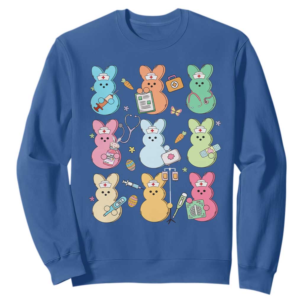 Easter Nurse Bunny Sweatshirt Funny Nursing Easter Spring Nurse Gift TS10 Royal Blue Print Your Wear