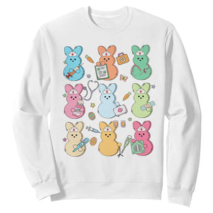 Easter Nurse Bunny Sweatshirt Funny Nursing Easter Spring Nurse Gift TS10 White Print Your Wear