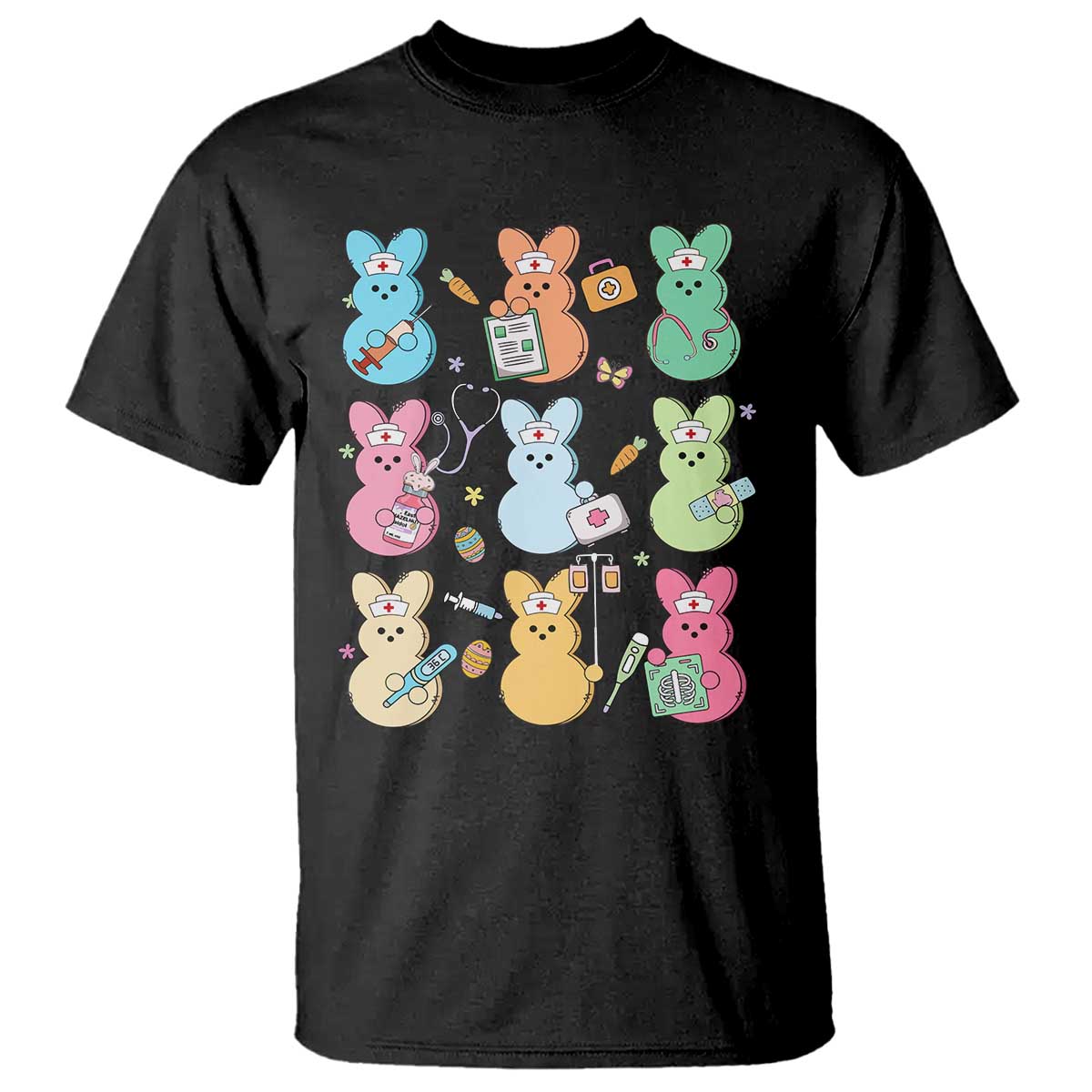 Easter Nurse Bunny T Shirt Funny Nursing Easter Spring Nurse Gift TS10 Black Print Your Wear