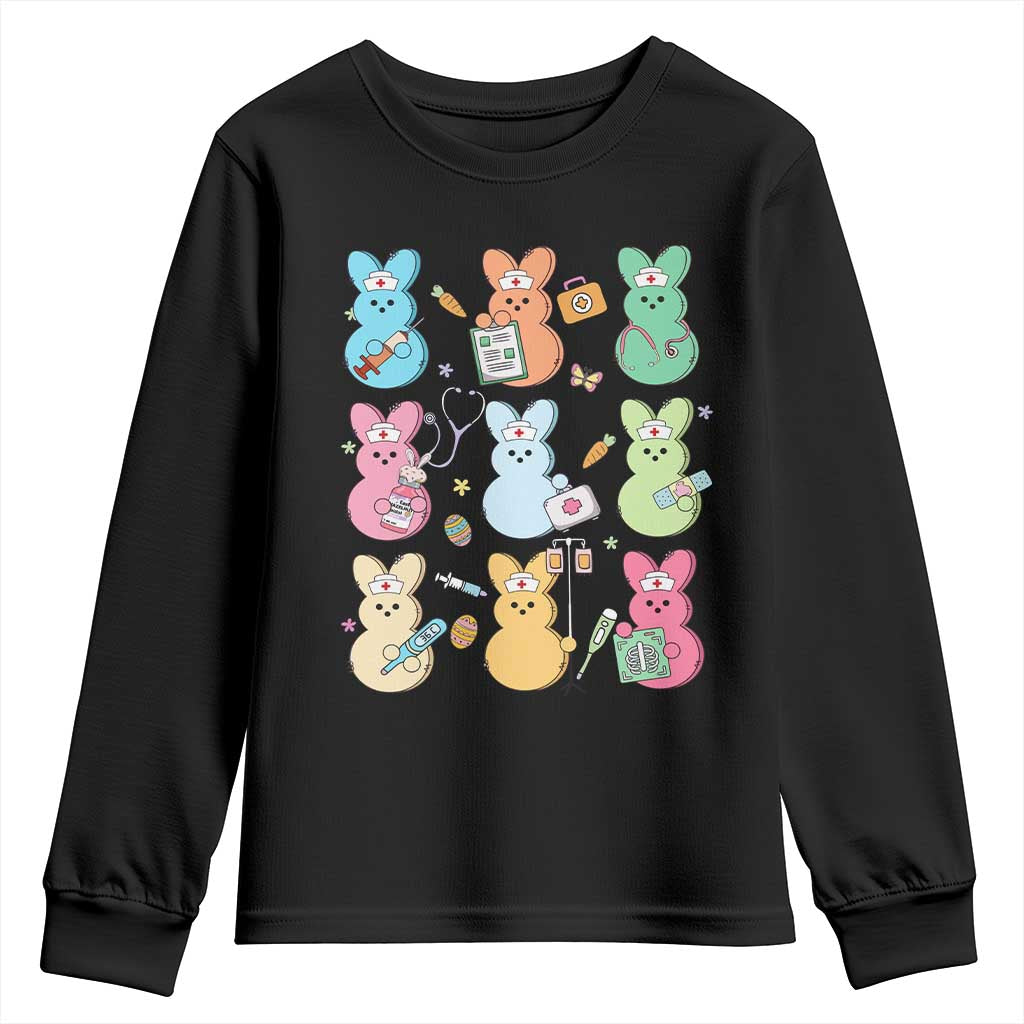 Easter Nurse Bunny Youth Sweatshirt Funny Nursing Easter Spring Nurse Gift TS10 Black Print Your Wear