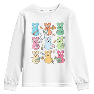 Easter Nurse Bunny Youth Sweatshirt Funny Nursing Easter Spring Nurse Gift TS10 White Print Your Wear