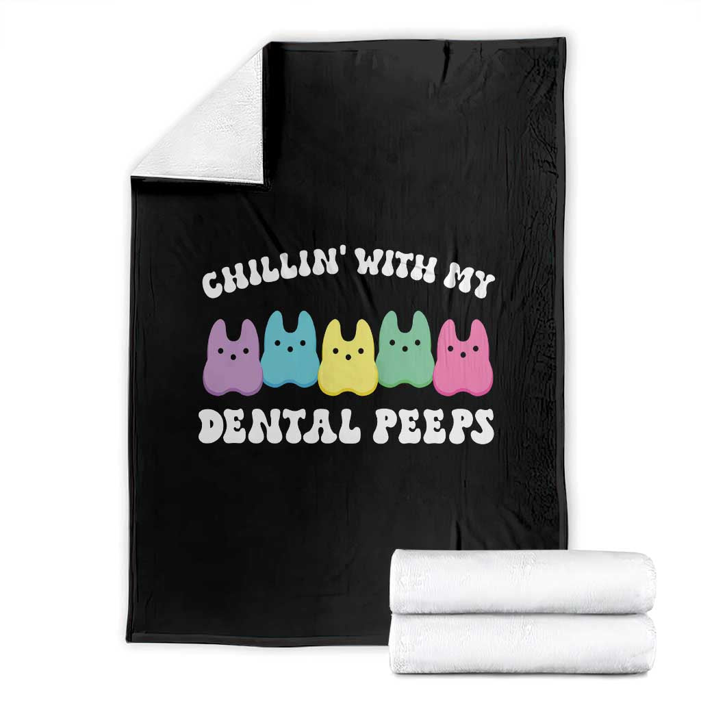 Easter Dental Bunny Throw Blanket Chilling With My Dental Peeps TS10 Black Print Your Wear