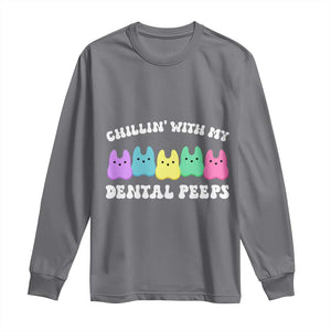 Easter Dental Bunny Long Sleeve Shirt Chilling With My Dental Peeps TS10 Charcoal Print Your Wear