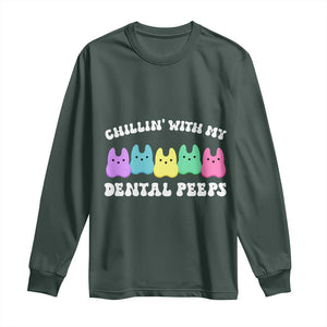 Easter Dental Bunny Long Sleeve Shirt Chilling With My Dental Peeps TS10 Dark Forest Green Print Your Wear