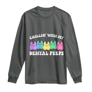 Easter Dental Bunny Long Sleeve Shirt Chilling With My Dental Peeps TS10 Dark Heather Print Your Wear
