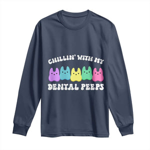 Easter Dental Bunny Long Sleeve Shirt Chilling With My Dental Peeps TS10 Navy Print Your Wear
