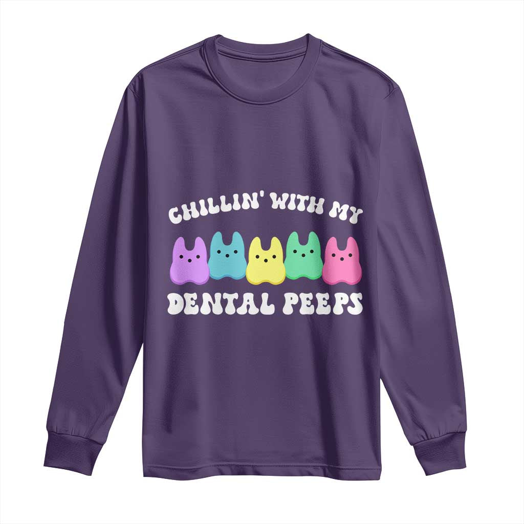 Easter Dental Bunny Long Sleeve Shirt Chilling With My Dental Peeps TS10 Purple Print Your Wear