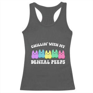 Easter Dental Bunny Racerback Tank Top Chilling With My Dental Peeps TS10 Dark Heather Print Your Wear