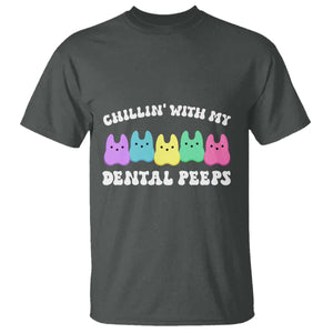 Easter Dental Bunny T Shirt Chilling With My Dental Peeps TS10 Dark Heather Print Your Wear