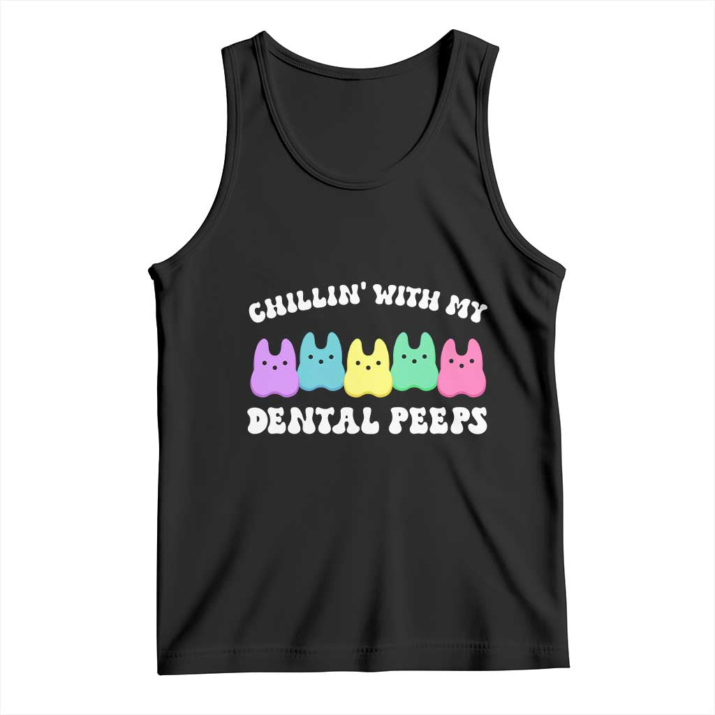Easter Dental Bunny Tank Top Chilling With My Dental Peeps TS10 Black Print Your Wear