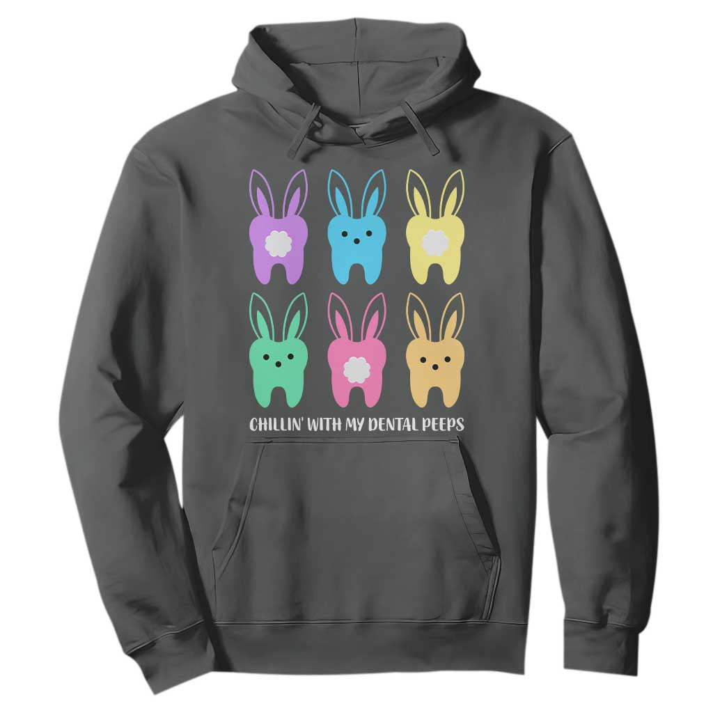 Easter Dentist Hoodie Chilling With My Dental Peeps Bunny TS10 Dark Heather Print Your Wear
