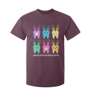 Easter Dentist T Shirt For Kid Chilling With My Dental Peeps Bunny TS10 Maroon Print Your Wear