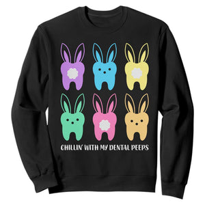 Easter Dentist Sweatshirt Chilling With My Dental Peeps Bunny TS10 Black Print Your Wear