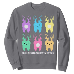 Easter Dentist Sweatshirt Chilling With My Dental Peeps Bunny TS10 Charcoal Print Your Wear