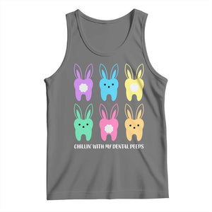 Easter Dentist Tank Top Chilling With My Dental Peeps Bunny TS10 Black Heather Print Your Wear