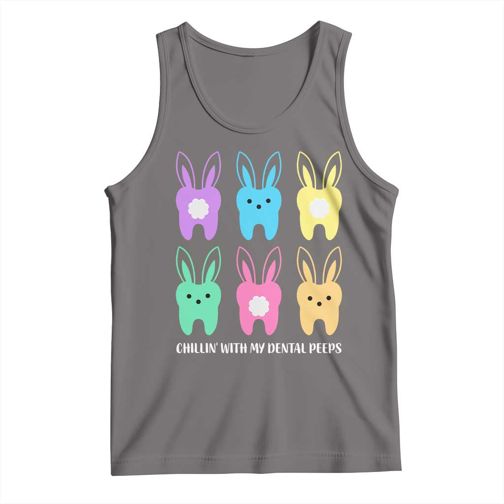 Easter Dentist Tank Top Chilling With My Dental Peeps Bunny TS10 Deep Heather Print Your Wear