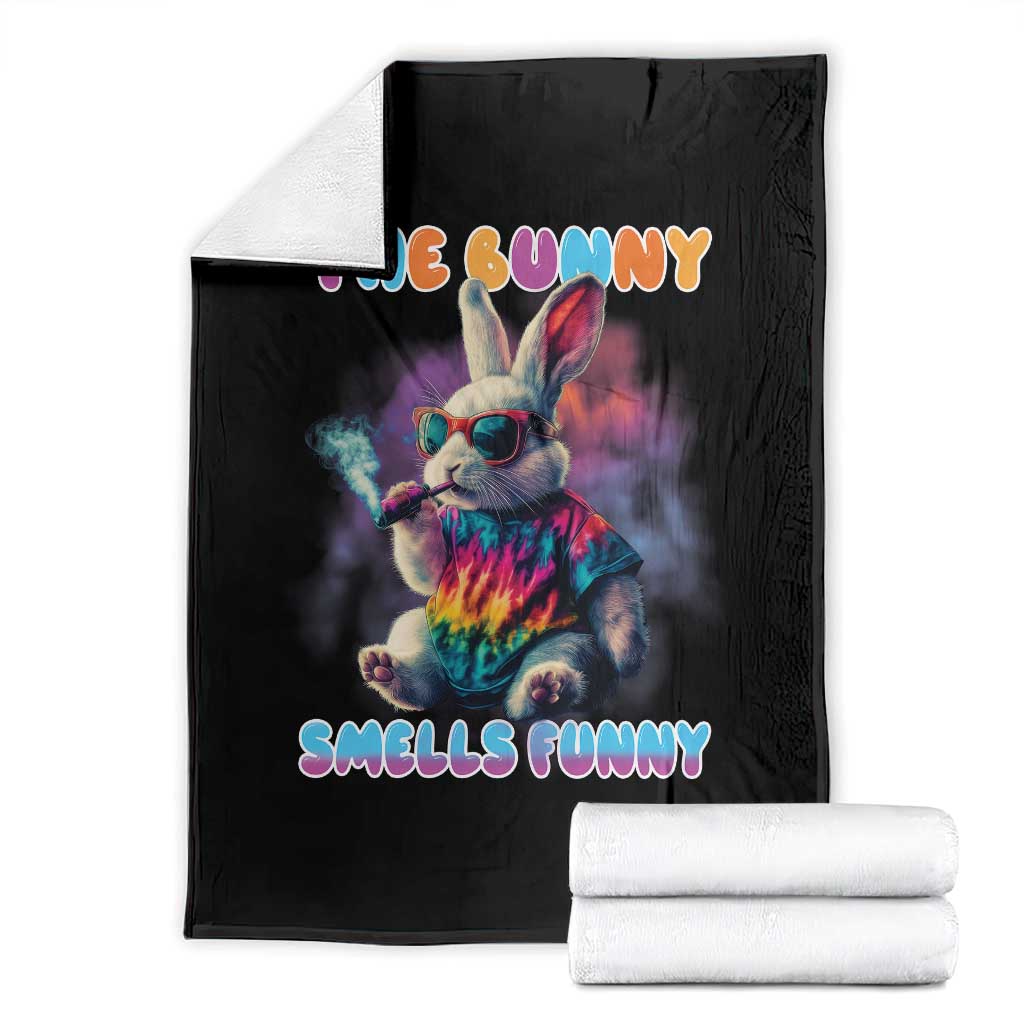 Happy 420 Easter Throw Blanket Funny Smoking Easter Bunny Smells Funny Easter TS10 Black Print Your Wear