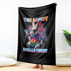 Happy 420 Easter Throw Blanket Funny Smoking Easter Bunny Smells Funny Easter TS10 Print Your Wear
