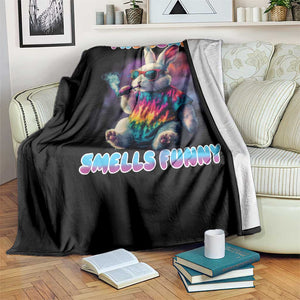 Happy 420 Easter Throw Blanket Funny Smoking Easter Bunny Smells Funny Easter TS10 Print Your Wear