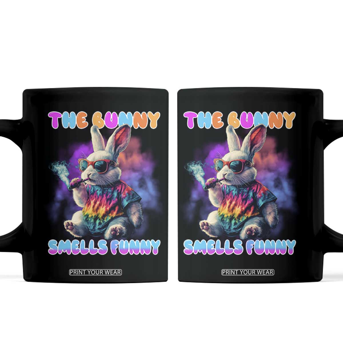 Happy 420 Easter Coffee Mug Funny Smoking Easter Bunny Smells Funny Easter TS10 Black Print Your Wear