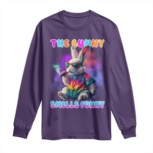 Happy 420 Easter Long Sleeve Shirt Funny Smoking Easter Bunny Smells Funny Easter TS10 Purple Print Your Wear