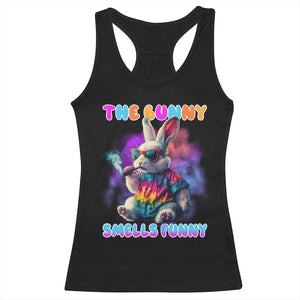 Happy 420 Easter Racerback Tank Top Funny Smoking Easter Bunny Smells Funny Easter TS10 Black Print Your Wear