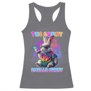 Happy 420 Easter Racerback Tank Top Funny Smoking Easter Bunny Smells Funny Easter TS10 Charcoal Print Your Wear