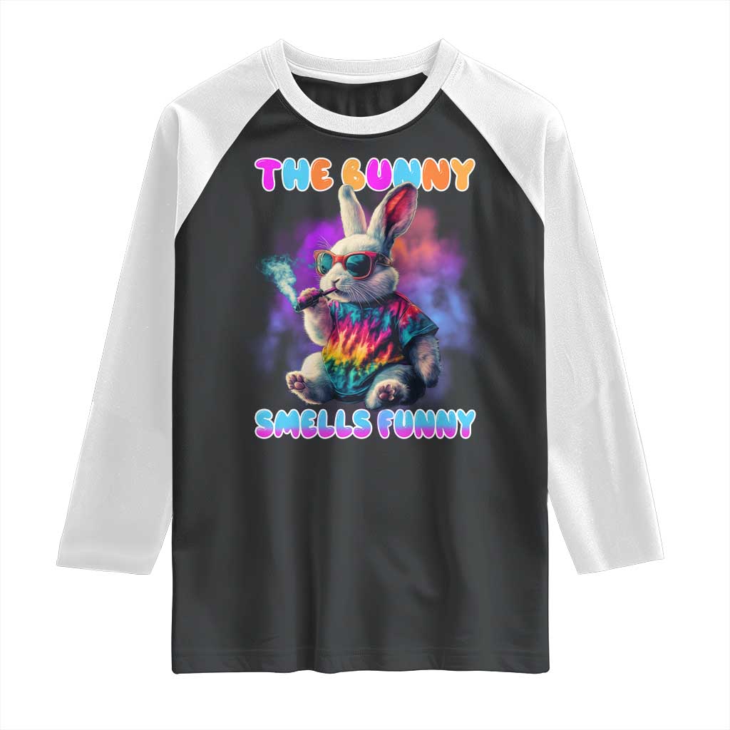 Happy 420 Easter Raglan Shirt Funny Smoking Easter Bunny Smells Funny Easter TS10 Black White Print Your Wear
