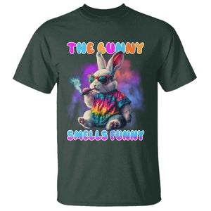 Happy 420 Easter T Shirt Funny Smoking Easter Bunny Smells Funny Easter TS10 Dark Forest Green Print Your Wear