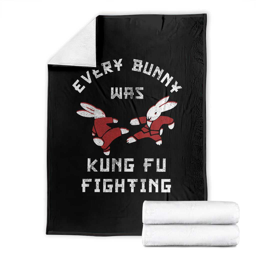 Every Bunny Was Kung Fu Fighting Throw Blanket Funny Cool Easter Graphic TS10 Black Print Your Wear