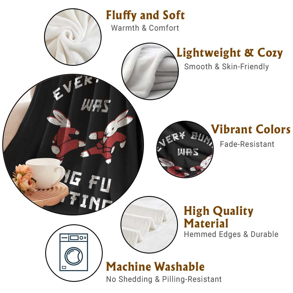 Every Bunny Was Kung Fu Fighting Throw Blanket Funny Cool Easter Graphic TS10 Print Your Wear