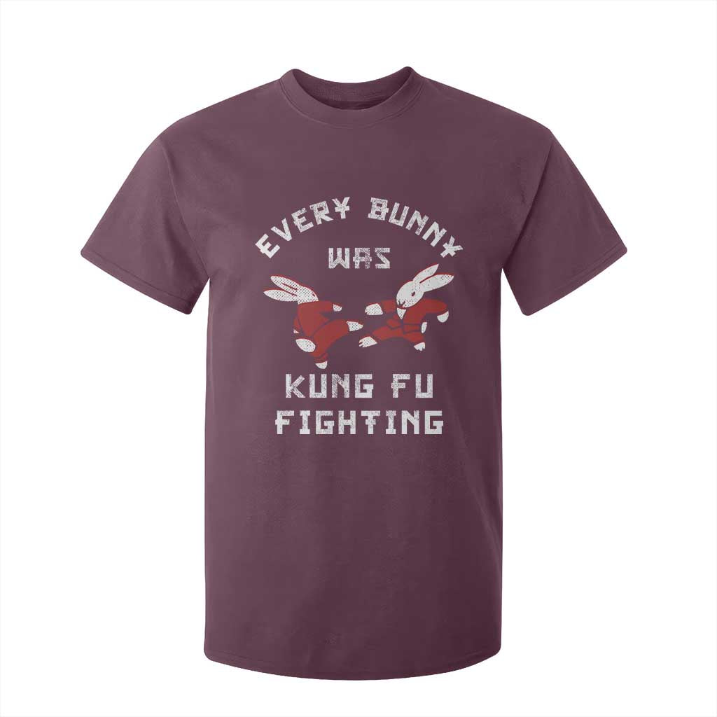 Every Bunny Was Kung Fu Fighting T Shirt For Kid Funny Cool Easter Graphic TS10 Maroon Print Your Wear