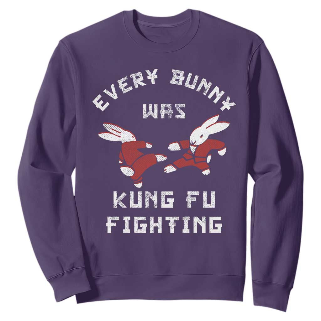 Every Bunny Was Kung Fu Fighting Sweatshirt Funny Cool Easter Graphic TS10 Purple Print Your Wear