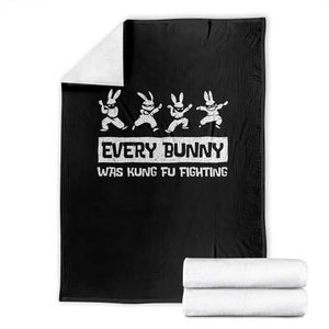 Bunny Kung Fu Fighting Throw Blanket Funny Easter Vintage Graphic TS10 Black Print Your Wear