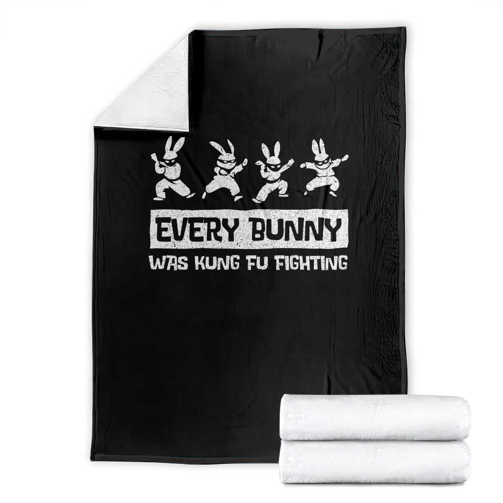 Bunny Kung Fu Fighting Throw Blanket Funny Easter Vintage Graphic TS10 Black Print Your Wear